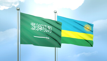 Saudi Arabia and Rwanda Flag Together A Concept of Relations