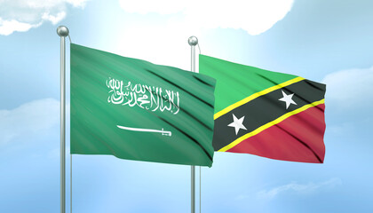 Saudi Arabia and Saint Kitts and Nevis Flag Together A Concept of Relations