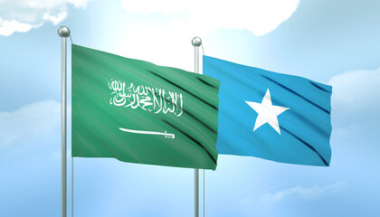 Saudi Arabia and Somalia Flag Together A Concept of Relations