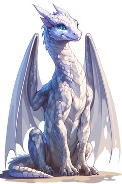 a cute cartoon white dragon