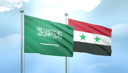 Saudi Arabia and Syria Flag Together A Concept of Relations