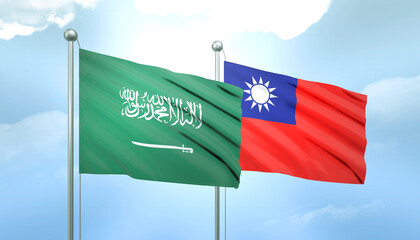 Saudi Arabia and Taiwan Flag Together A Concept of Relations