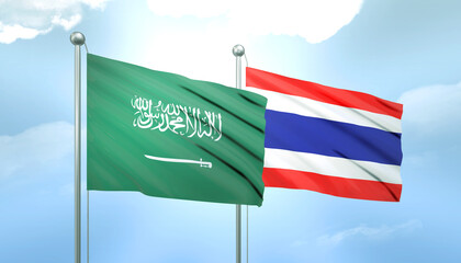 Saudi Arabia and Thailand Flag Together A Concept of Relations