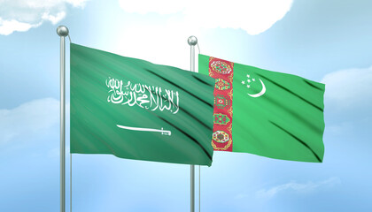 Saudi Arabia and Turkmenistan Flag Together A Concept of Relations