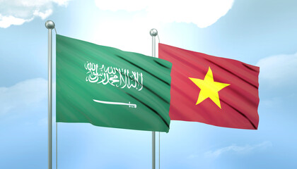 Saudi Arabia and Vietnam Flag Together A Concept of Relations