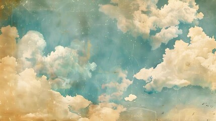 Retro sky pattern on old paper background