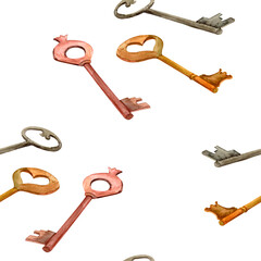 Antique books. Old-fahioned vintage watercolor clip art. Seamless pattern in retro style for prints on wallpaper, textiles, diy, scrapbooking for packaging