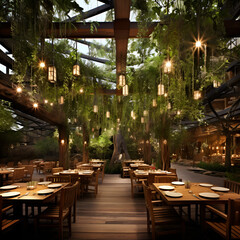 Fototapeta premium restaurant in the garden