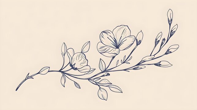 Floral branch and minimalist flowers for logo design