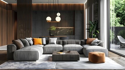 Modern living room interior with stylish comfort
