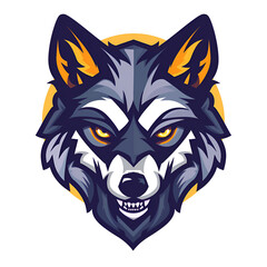Cartoon Style Wolf Logo Illustration White Background