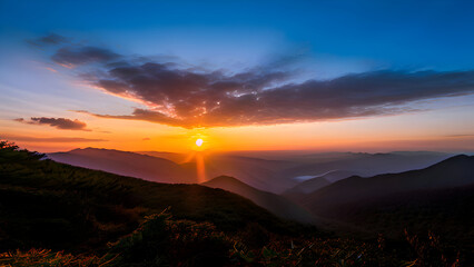 a-serene-sunset-scene-with-the-sun-setting-behind-a-mountain-range-casting-a-warm-glow-over