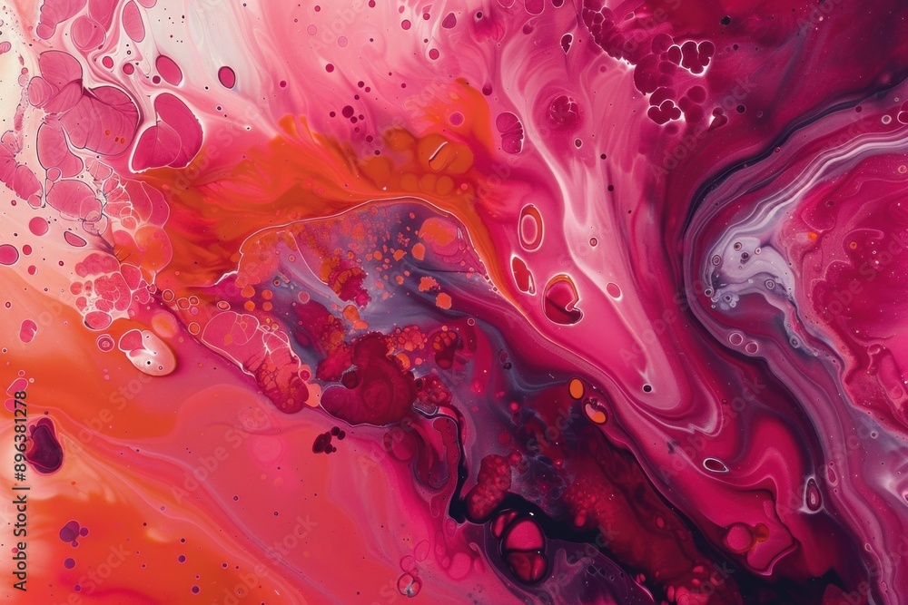 Poster dynamic and colorful abstract background created by fluid art technique