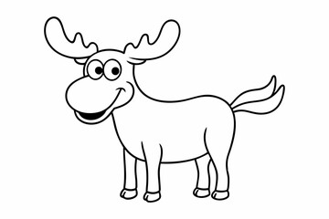 Funny Moose Vector Illustration, Cartoon, Clipart, and Line Art Design on White Background, Funny moose vector illustration, cartoon, clipart, and line art design on a white background