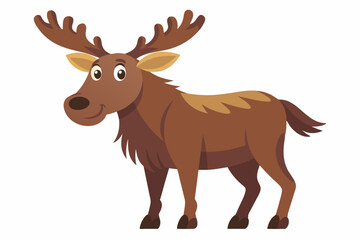 Funny Moose Vector Illustration, Cartoon, Clipart, and Line Art Design on White Background, Funny moose vector illustration, cartoon, clipart, and line art design on a white background