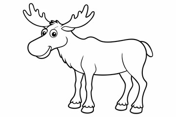 Funny Moose Vector Illustration, Cartoon, Clipart, and Line Art Design on White Background, Funny moose vector illustration, cartoon, clipart, and line art design on a white background