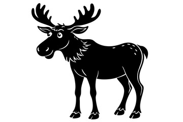 Funny Moose Vector Illustration, Cartoon, Clipart, and Line Art Design on White Background, Funny moose vector illustration, cartoon, clipart, and line art design on a white background