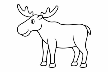 Funny Moose Vector Illustration, Cartoon, Clipart, and Line Art Design on White Background, Funny moose vector illustration, cartoon, clipart, and line art design on a white background