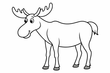 Funny Moose Vector Illustration, Cartoon, Clipart, and Line Art Design on White Background, Funny moose vector illustration, cartoon, clipart, and line art design on a white background