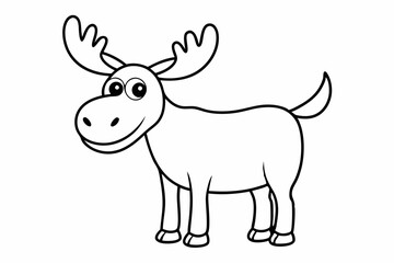 Funny Moose Vector Illustration, Cartoon, Clipart, and Line Art Design on White Background, Funny moose vector illustration, cartoon, clipart, and line art design on a white background