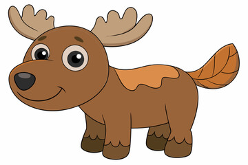 Funny Moose Vector Illustration, Cartoon, Clipart, and Line Art Design on White Background, Funny moose vector illustration, cartoon, clipart, and line art design on a white background