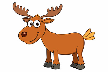 Funny Moose Vector Illustration, Cartoon, Clipart, and Line Art Design on White Background, Funny moose vector illustration, cartoon, clipart, and line art design on a white background