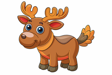 Funny Moose Vector Illustration, Cartoon, Clipart, and Line Art Design on White Background, Funny moose vector illustration, cartoon, clipart, and line art design on a white background