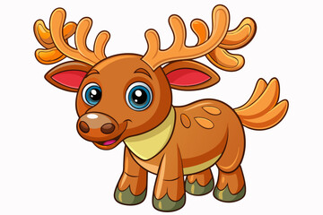 Funny Moose Vector Illustration, Cartoon, Clipart, and Line Art Design on White Background, Funny moose vector illustration, cartoon, clipart, and line art design on a white background