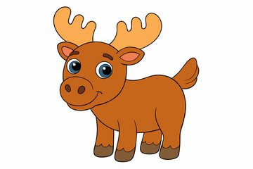 Funny Moose Vector Illustration, Cartoon, Clipart, and Line Art Design on White Background, Funny moose vector illustration, cartoon, clipart, and line art design on a white background