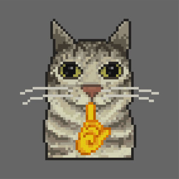 Cat shhh, pixel art meme