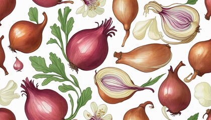 Onion vegetable watercolor pattern graphic