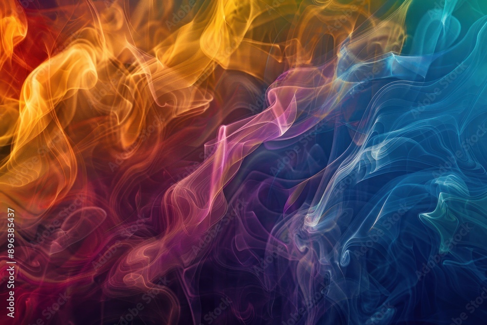 Aufkleber vibrant swirls of multicolored smoke create a captivating abstract pattern