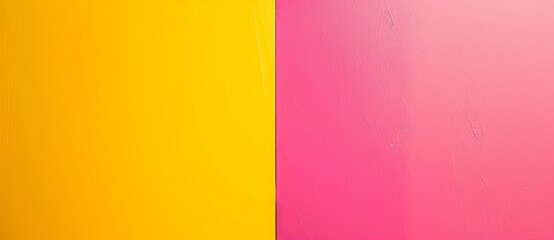 Obraz premium Background image featuring a vibrant yellow and pink color block design, perfect for adding a pop of color to any project