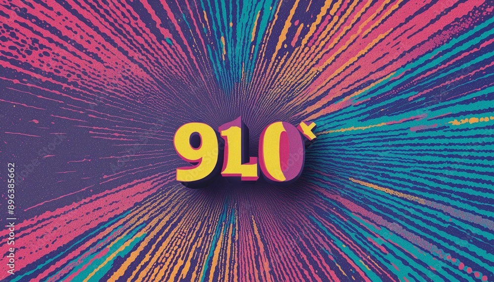 Poster abstract colorful lines with abstract letter and number like forms