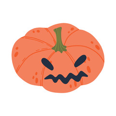  A scary pumpkin illustration with a creepy expression, ideal for Halloween decor, spooky season vibes, and fall-themed designs for holiday celebrations.