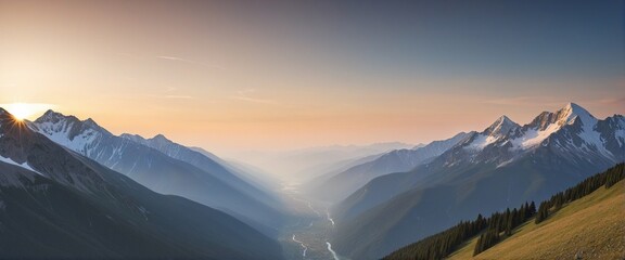 magical mountain panorama wall paper