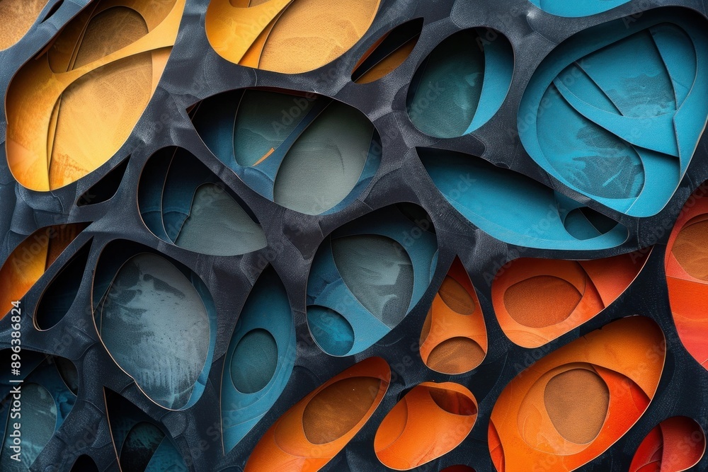 Poster vibrant geometric shapes creating a dynamic and modern wall texture