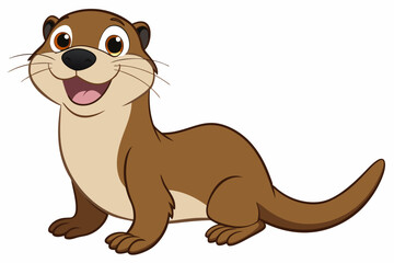 Funny Otter Vector Illustration, Cartoon Clipart, Line Art Design with White Background, Funny otter illustration in vector, cartoon, clipart, and line art styles on white background.