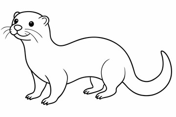 Funny Otter Vector Illustration, Cartoon Clipart, Line Art Design with White Background, Funny otter illustration in vector, cartoon, clipart, and line art styles on white background.