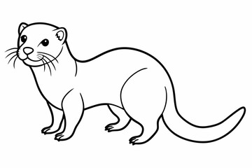 Funny Otter Vector Illustration, Cartoon Clipart, Line Art Design with White Background, Funny otter illustration in vector, cartoon, clipart, and line art styles on white background.