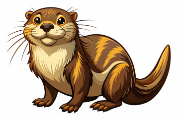 Funny Otter Vector Illustration, Cartoon Clipart, Line Art Design with White Background, Funny otter illustration in vector, cartoon, clipart, and line art styles on white background.