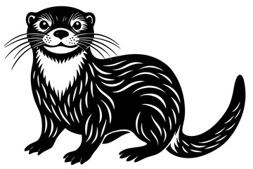 Funny Otter Vector Illustration, Cartoon Clipart, Line Art Design with White Background, Funny otter illustration in vector, cartoon, clipart, and line art styles on white background.