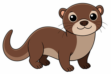 Funny Otter Vector Illustration, Cartoon Clipart, Line Art Design with White Background, Funny otter illustration in vector, cartoon, clipart, and line art styles on white background.