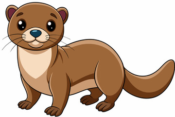 Funny Otter Vector Illustration, Cartoon Clipart, Line Art Design with White Background, Funny otter illustration in vector, cartoon, clipart, and line art styles on white background.