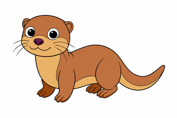 Funny Otter Vector Illustration, Cartoon Clipart, Line Art Design with White Background, Funny otter illustration in vector, cartoon, clipart, and line art styles on white background.