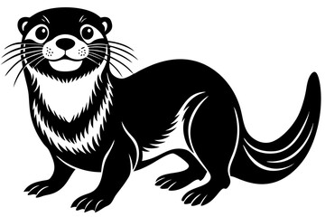 Funny Otter Vector Illustration, Cartoon Clipart, Line Art Design with White Background, Funny otter illustration in vector, cartoon, clipart, and line art styles on white background.