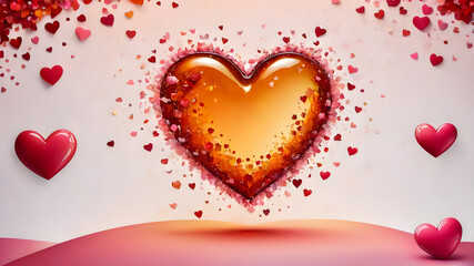 many amber butter hearts. heart illustration.	