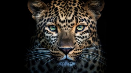 Fototapeta premium Leopard Close-up with Striking Green Eyes