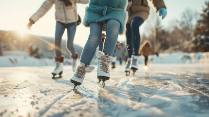 young people Enjoy Ice Skating Fun