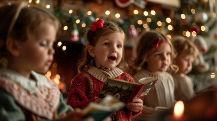  Kids Singing Christmas Carols at a Family Gathering
